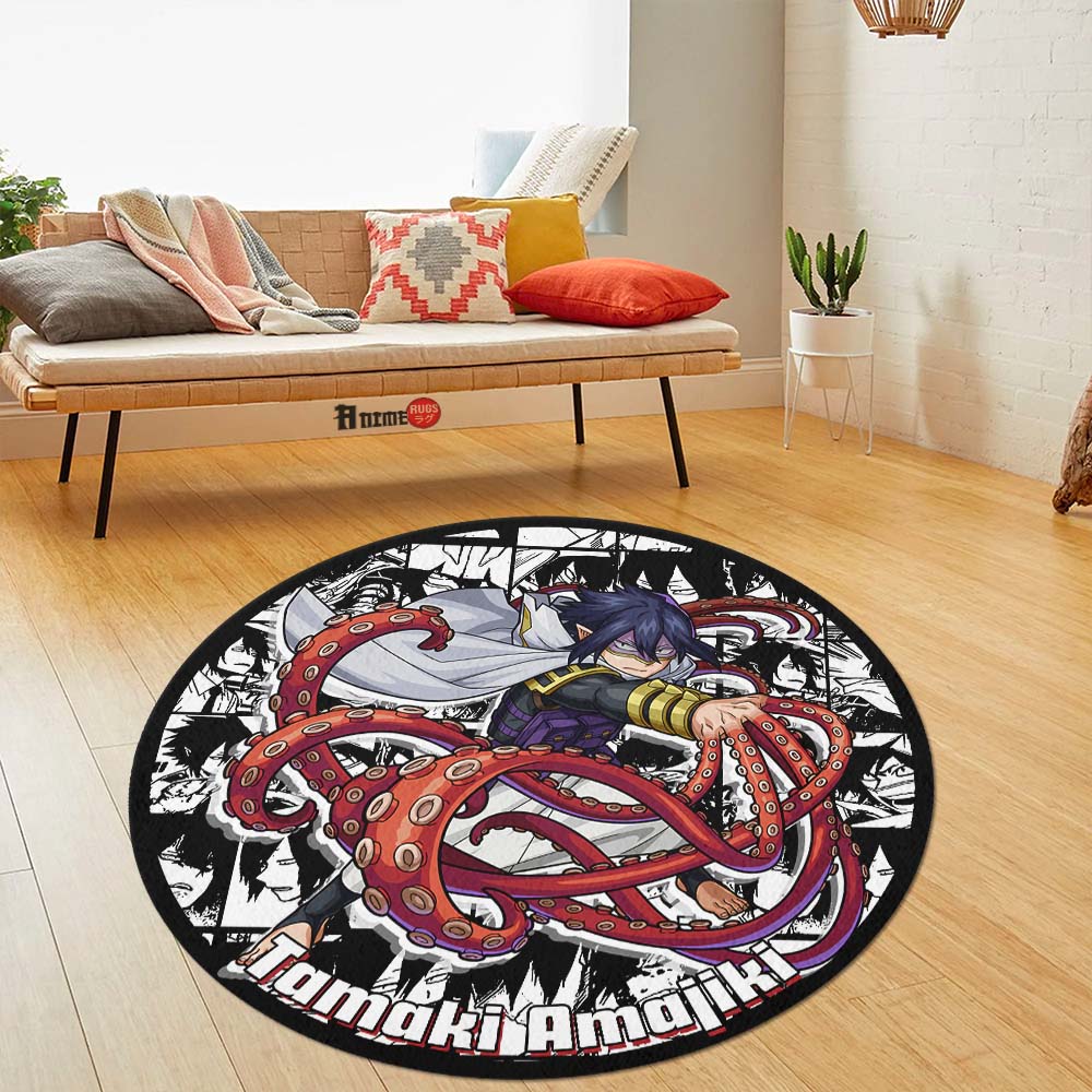 Tamaki Amajiki Manga Mix Round Rug Custom My Hero Academia Anime Circle Carpet-Animerugs