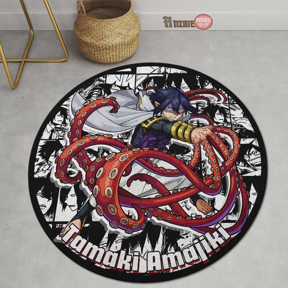 Tamaki Amajiki Manga Mix Round Rug Custom My Hero Academia Anime Circle Carpet-Animerugs