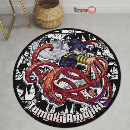 Tamaki Amajiki Manga Mix Round Rug Custom My Hero Academia Anime Circle Carpet-Animerugs