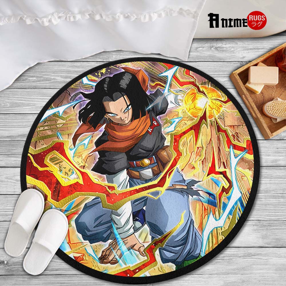 Android 17 Skill Round Rug Custom Dragon Ball Anime Circle Carpet-Animerugs
