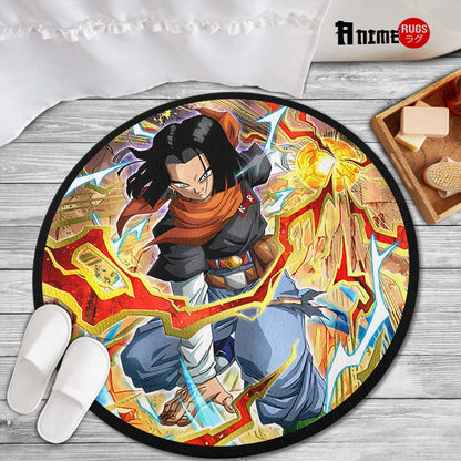 Android 17 Skill Round Rug Custom Dragon Ball Anime Circle Carpet-Animerugs