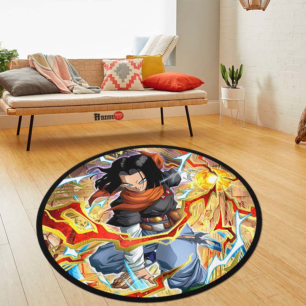 Android 17 Skill Round Rug Custom Dragon Ball Anime Circle Carpet-Animerugs