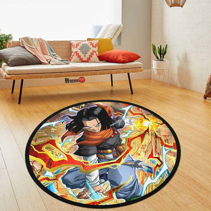 Android 17 Skill Round Rug Custom Dragon Ball Anime Circle Carpet-Animerugs