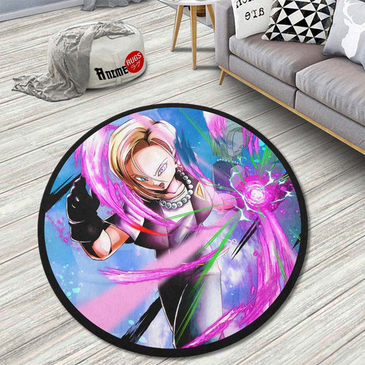 Android 18 Skill Round Rug Custom Dragon Ball Anime Circle Carpet-Animerugs