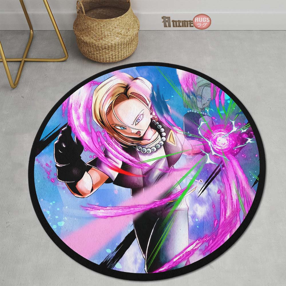 Android 18 Skill Round Rug Custom Dragon Ball Anime Circle Carpet-Animerugs