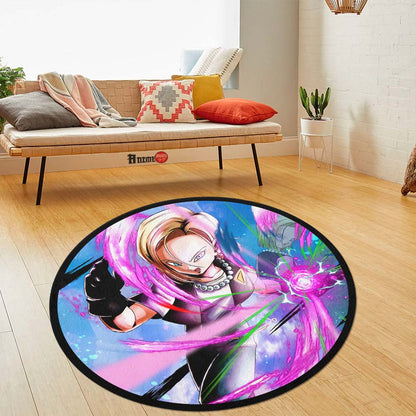 Android 18 Skill Round Rug Custom Dragon Ball Anime Circle Carpet-Animerugs