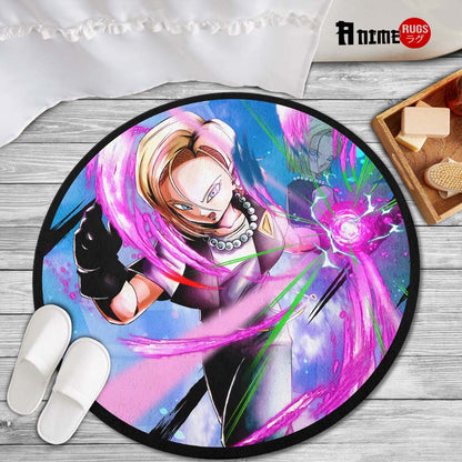 Android 18 Skill Round Rug Custom Dragon Ball Anime Circle Carpet-Animerugs
