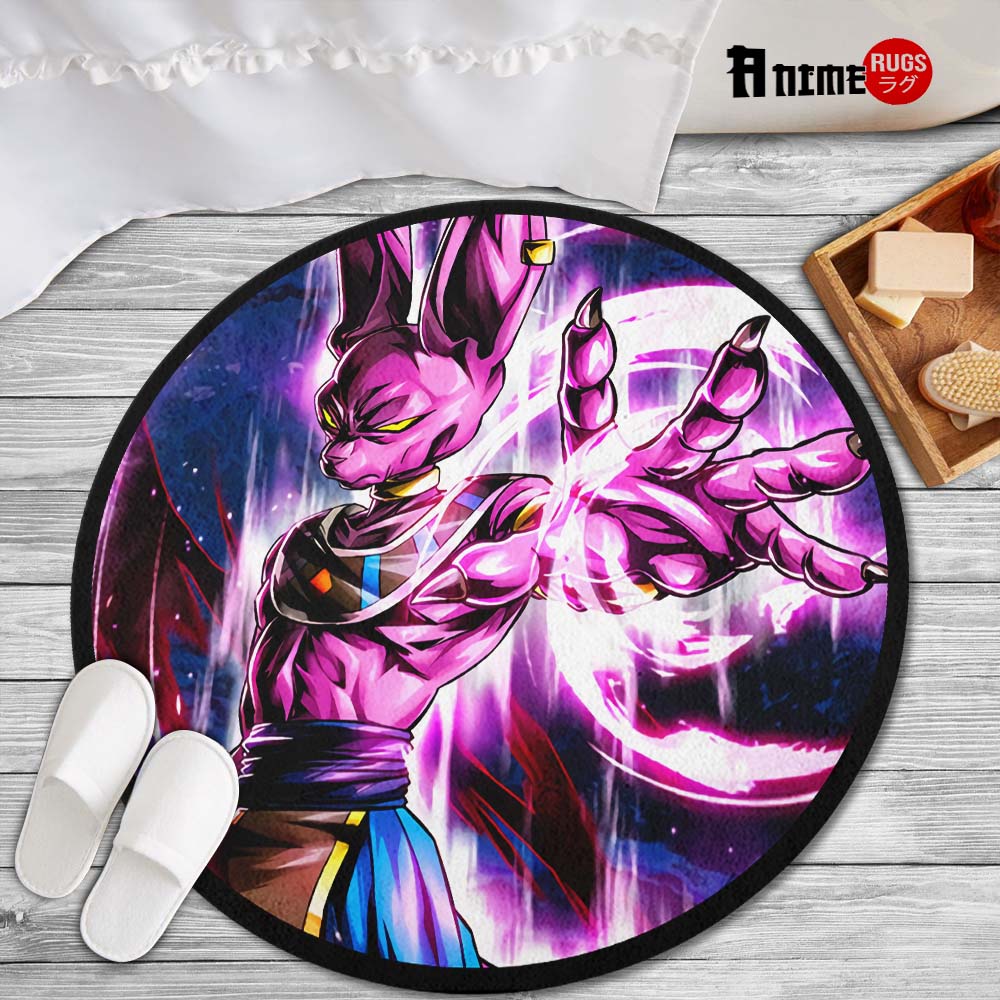 Beerus Skill Round Rug Custom Dragon Ball Anime Circle Carpet-Animerugs