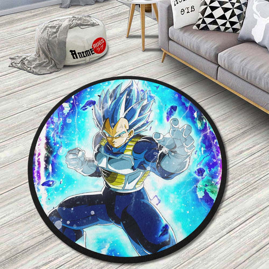 Vegeta Blue Skill Round Rug Custom Dragon Ball Anime Circle Carpet-Animerugs