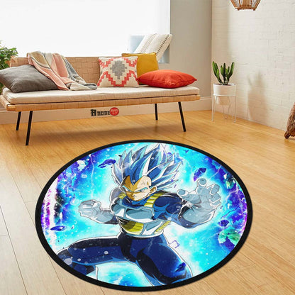Vegeta Blue Skill Round Rug Custom Dragon Ball Anime Circle Carpet-Animerugs
