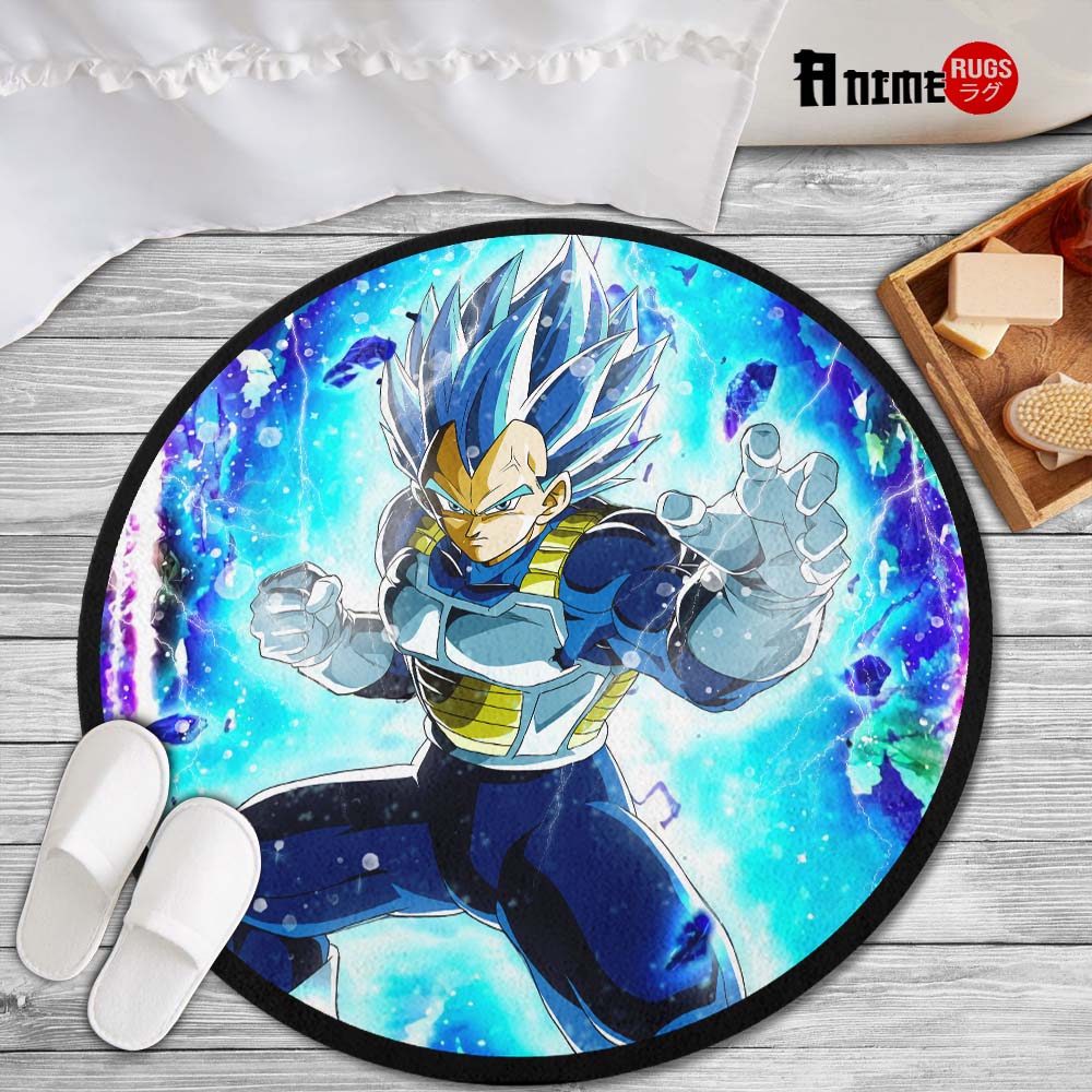 Vegeta Blue Skill Round Rug Custom Dragon Ball Anime Circle Carpet-Animerugs