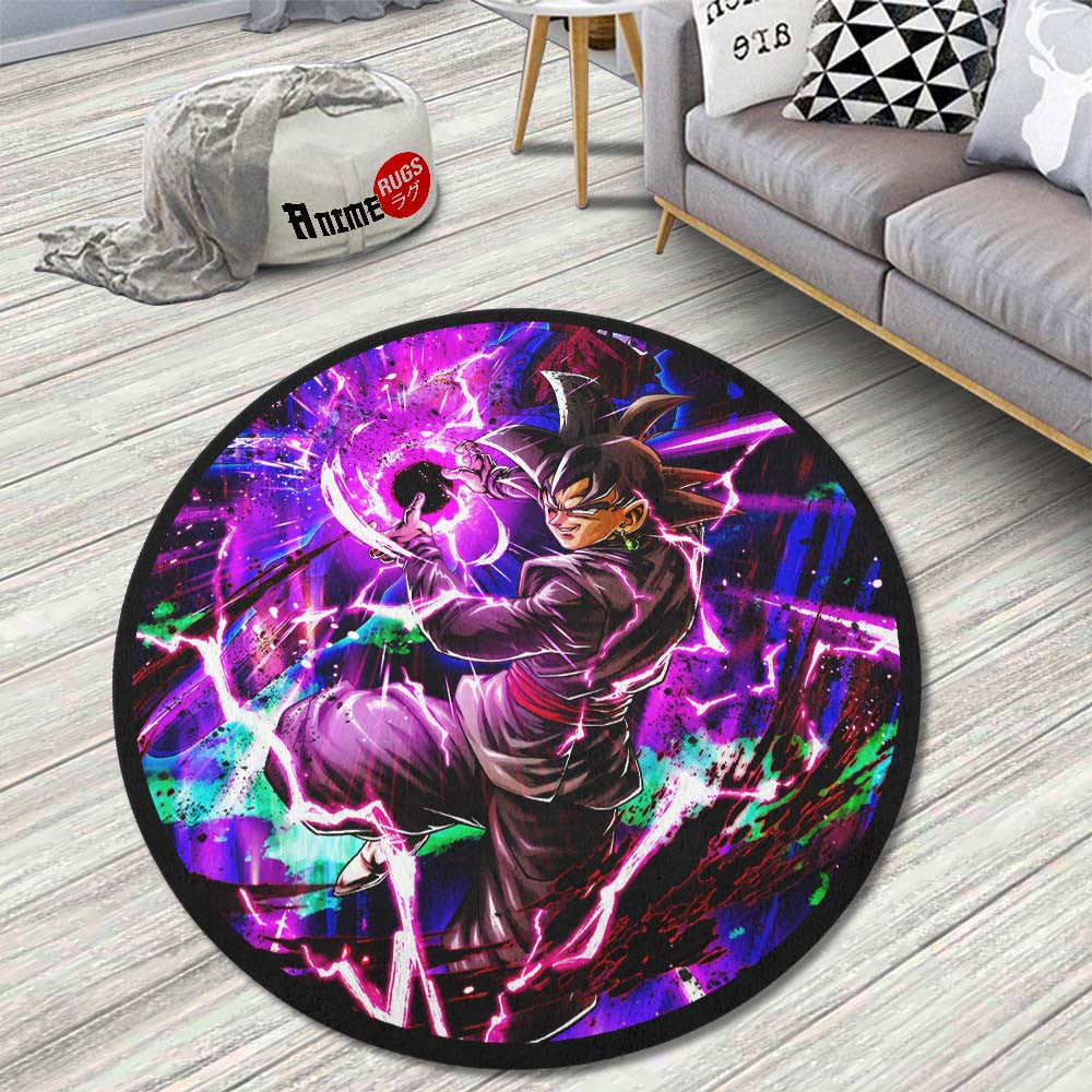 Goku Black Rose Skill Round Rug Custom Dragon Ball Anime Circle Carpet-Animerugs