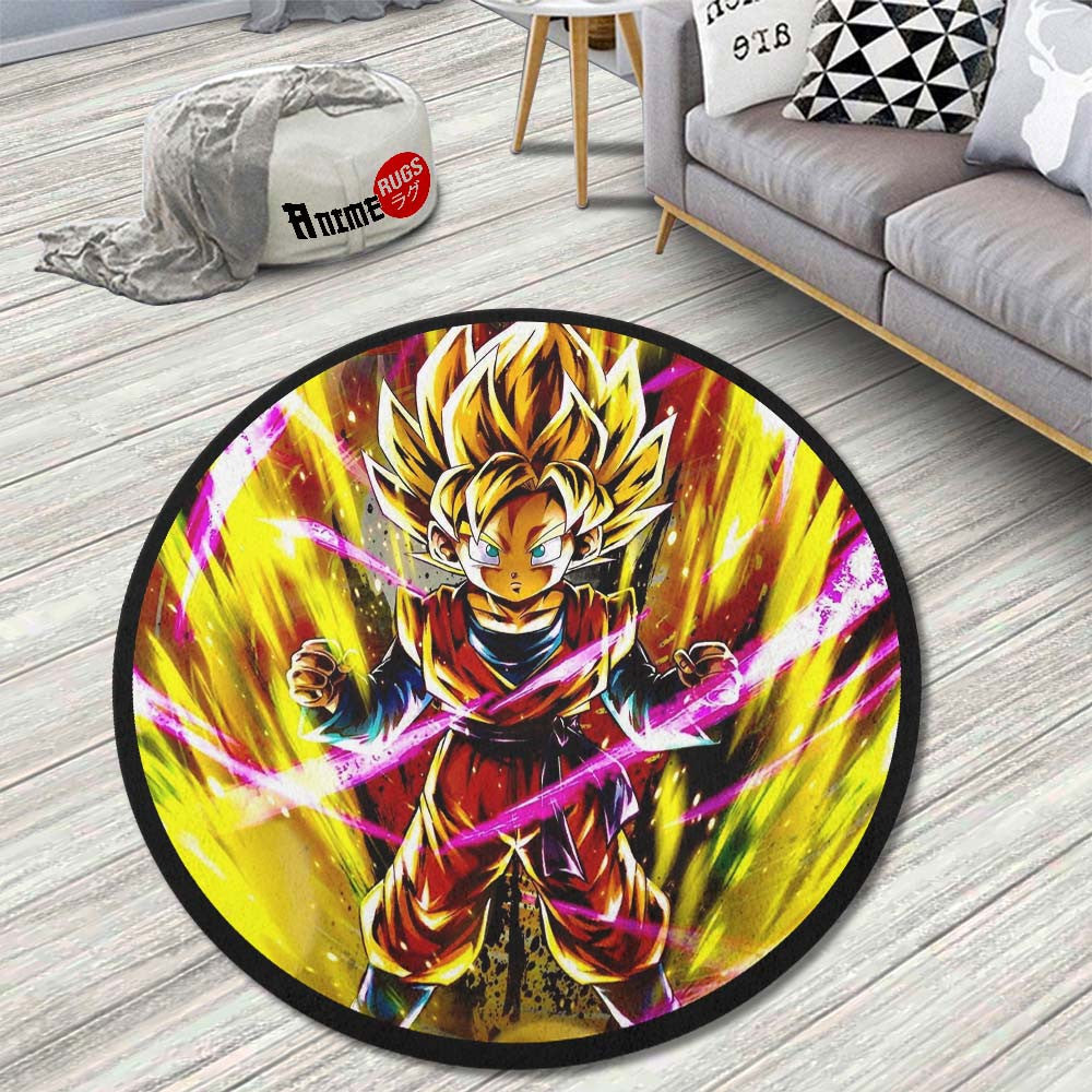 Goten Skill Round Rug Custom Dragon Ball Anime Circle Carpet-Animerugs