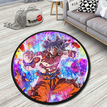 Goku Ultra Skill Round Rug Custom Dragon Ball Anime Circle Carpet-Animerugs