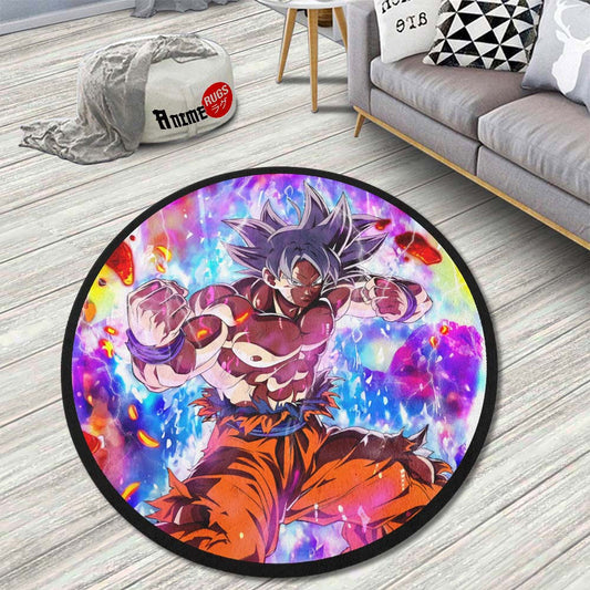 Goku Ultra Skill Round Rug Custom Dragon Ball Anime Circle Carpet-Animerugs