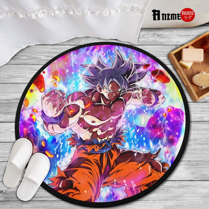 Goku Ultra Skill Round Rug Custom Dragon Ball Anime Circle Carpet-Animerugs