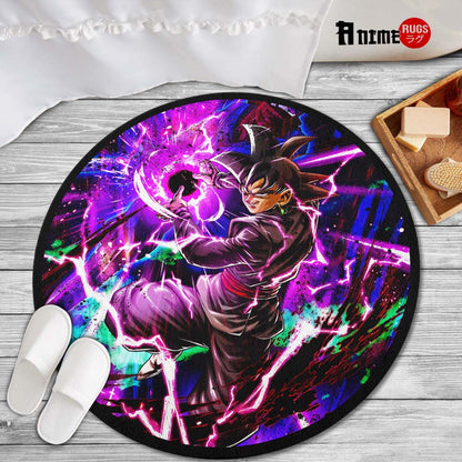 Goku Black Rose Skill Round Rug Custom Dragon Ball Anime Circle Carpet-Animerugs