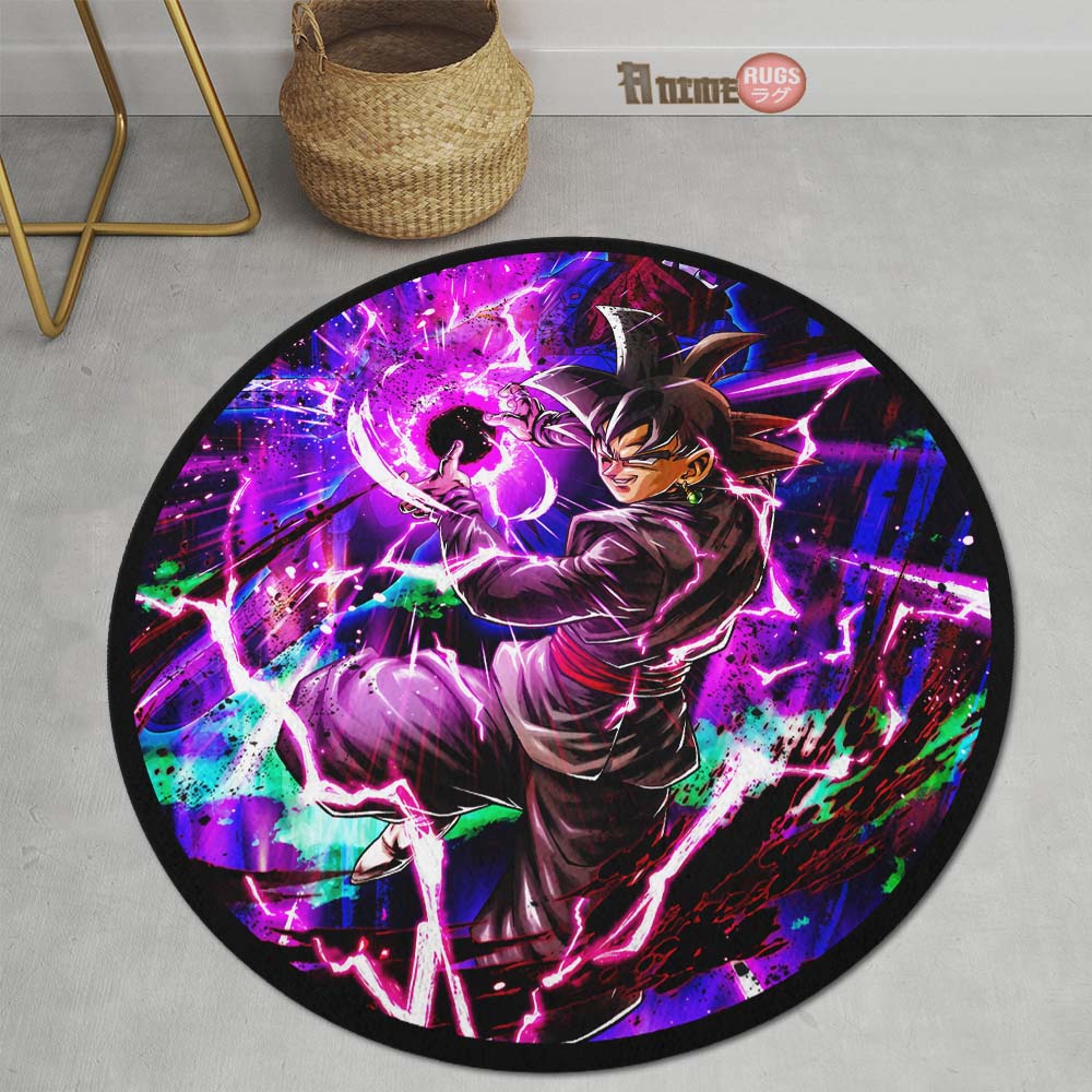 Goku Black Rose Skill Round Rug Custom Dragon Ball Anime Circle Carpet-Animerugs