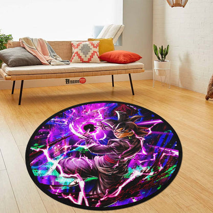 Goku Black Rose Skill Round Rug Custom Dragon Ball Anime Circle Carpet-Animerugs