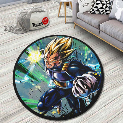 Vegeta SSJ Skill Round Rug Custom Dragon Ball Anime Circle Carpet-Animerugs