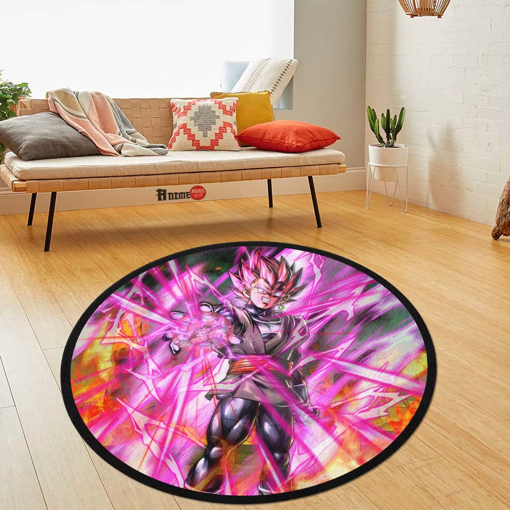 Vegeta Black Rose Skill Round Rug Custom Dragon Ball Anime Circle Carpet-Animerugs