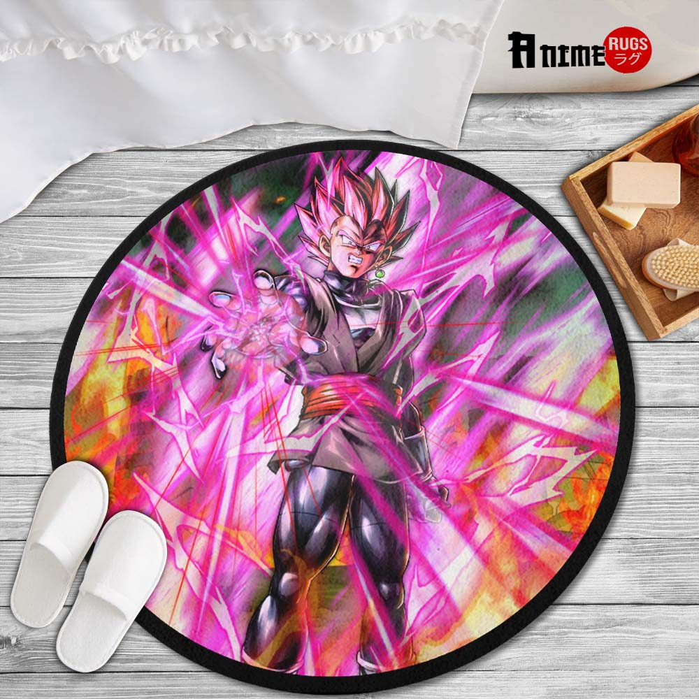 Vegeta Black Rose Skill Round Rug Custom Dragon Ball Anime Circle Carpet-Animerugs