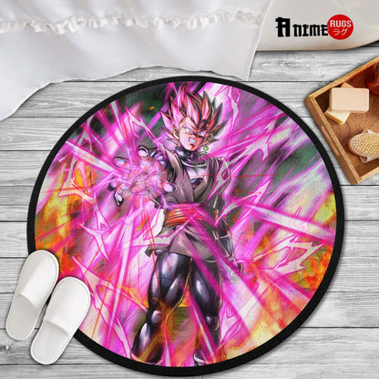 Vegeta Black Rose Skill Round Rug Custom Dragon Ball Anime Circle Carpet-Animerugs