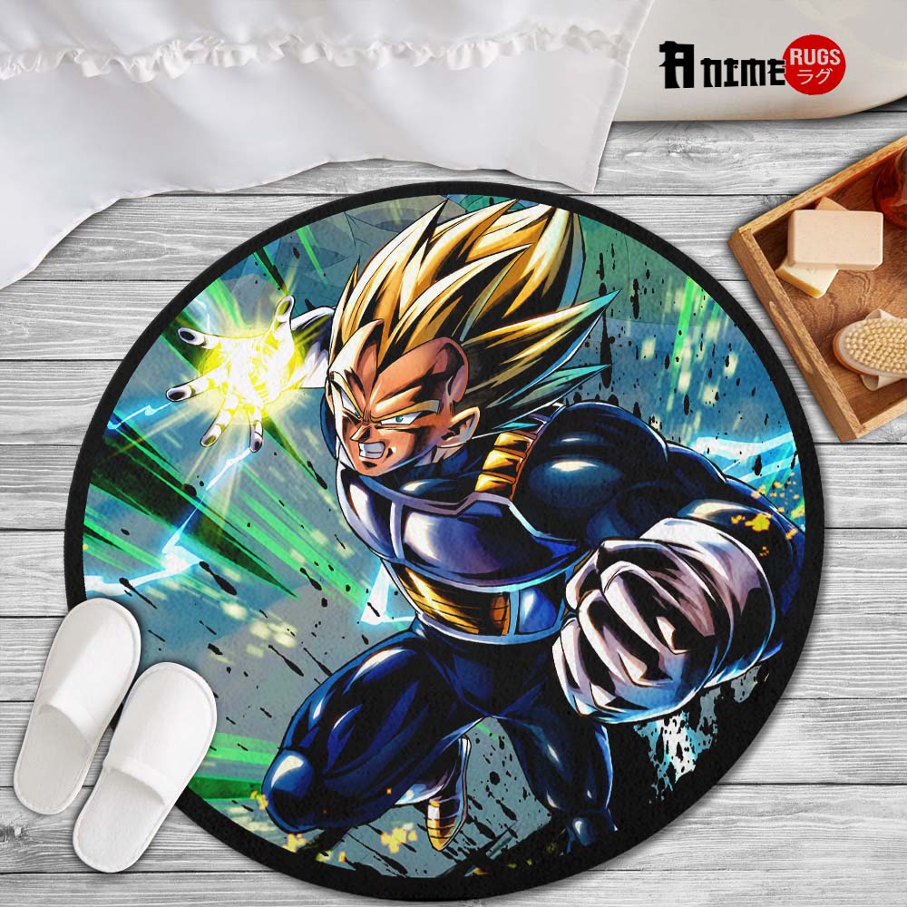 Vegeta SSJ Skill Round Rug Custom Dragon Ball Anime Circle Carpet-Animerugs