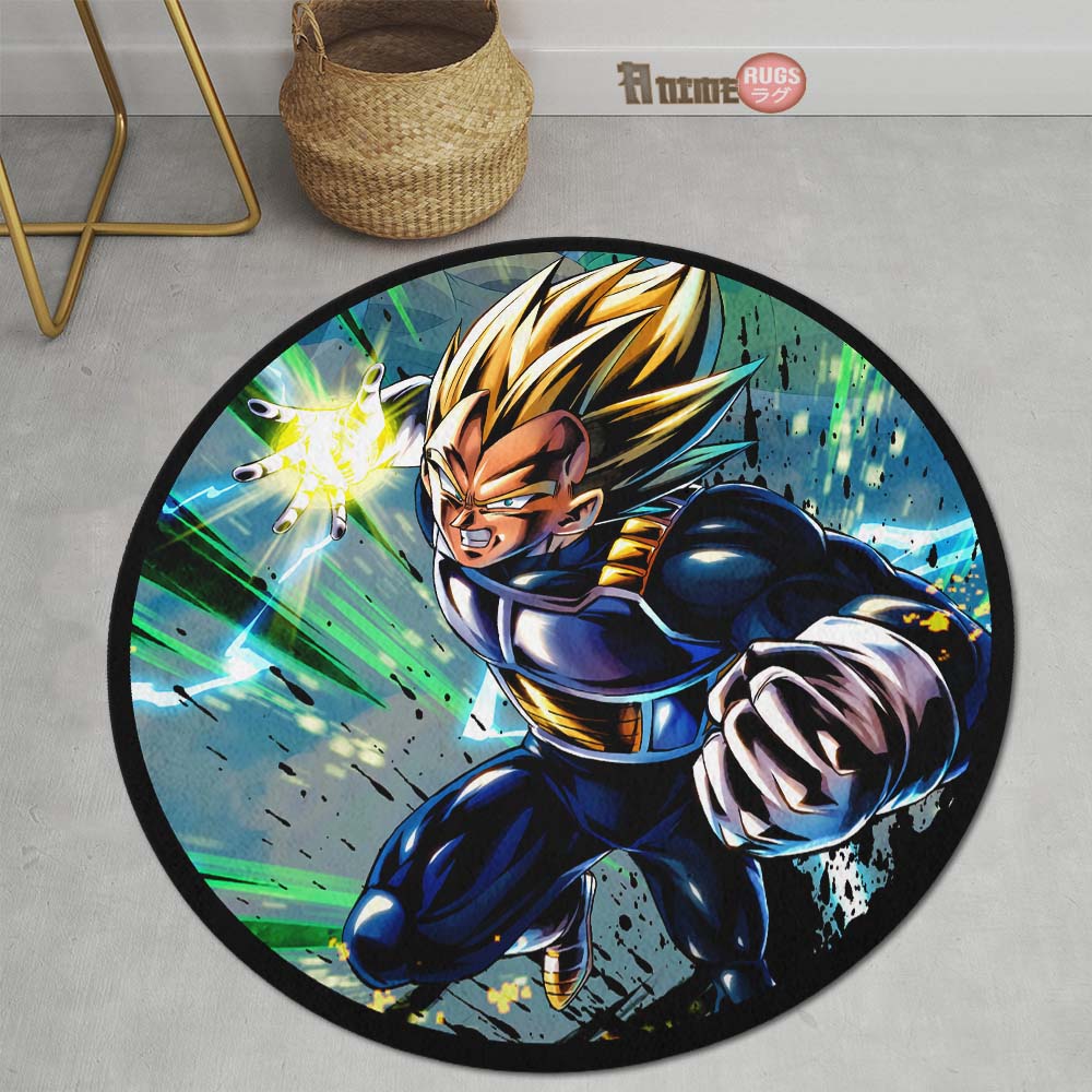 Vegeta SSJ Skill Round Rug Custom Dragon Ball Anime Circle Carpet-Animerugs