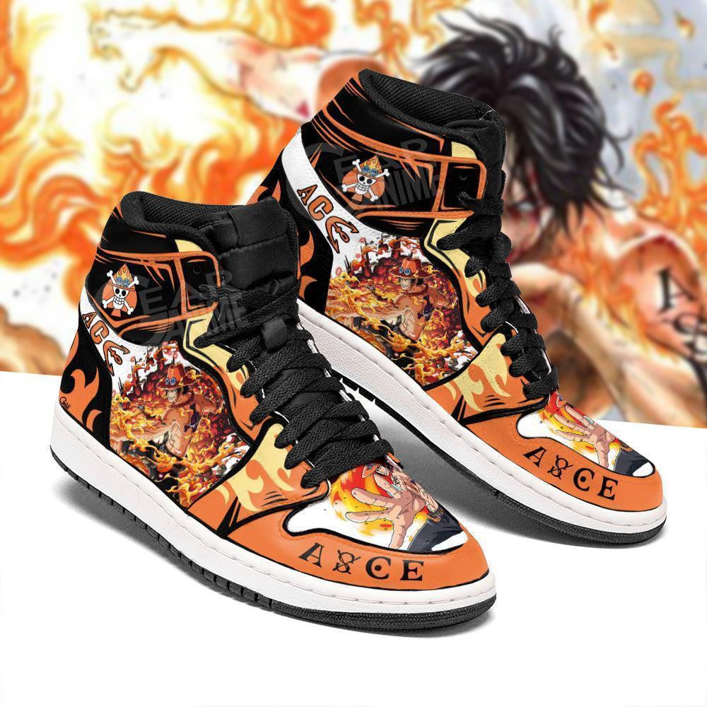 Portgas D. Ace Sneakers Custom Anime One Piece Shoes - 2 - Gearanime