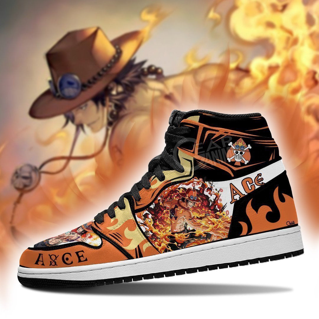 Portgas D. Ace Sneakers Custom Anime One Piece Shoes - 3 - Gearanime