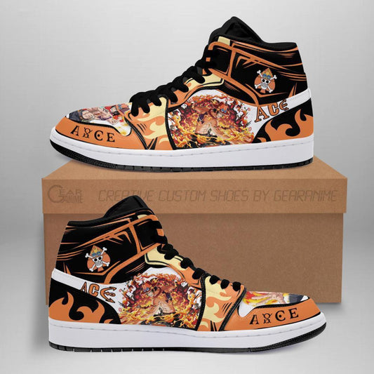 Portgas D. Ace Sneakers Custom Anime One Piece Shoes - 1 - Gearanime