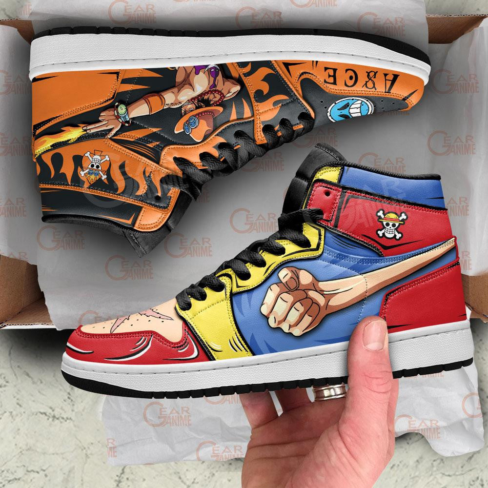 Luffy And Ace Sneakers Custom Anime One Piece Shoes - 2 - Gearanime