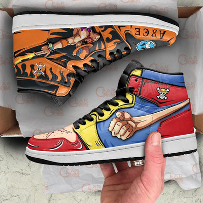 Luffy And Ace Sneakers Custom Anime One Piece Shoes - 2 - Gearanime