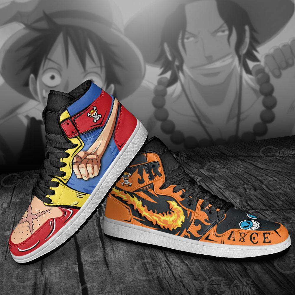 Luffy And Ace Sneakers Custom Anime One Piece Shoes - 4 - Gearanime
