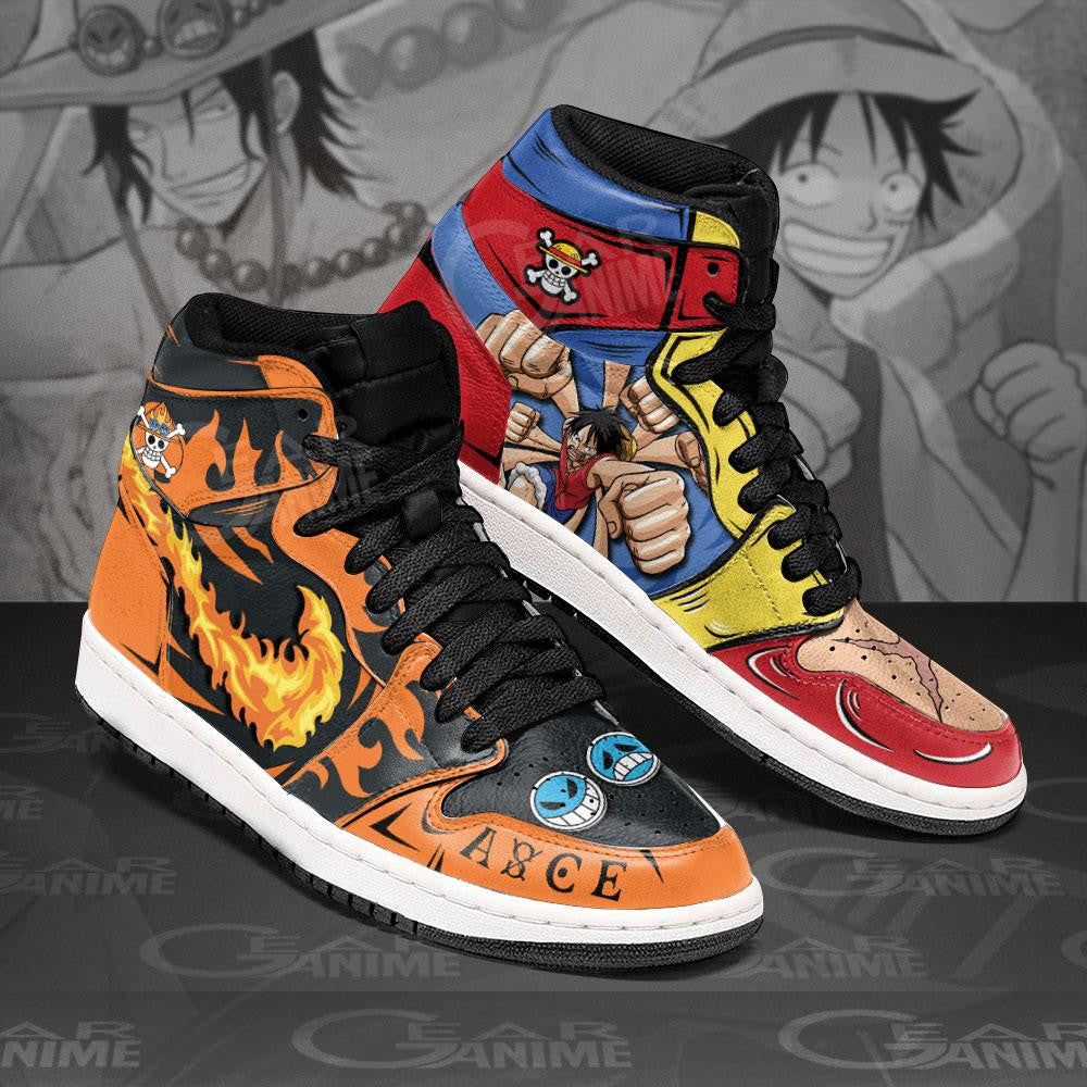 Luffy And Ace Sneakers Custom Anime One Piece Shoes - 3 - Gearanime