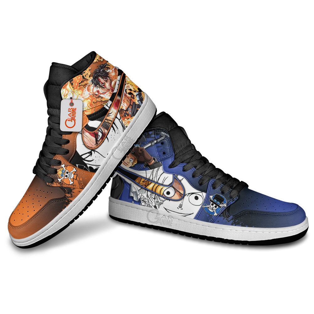 Portgas D. Ace and Sabo J1 Sneakers - Custom Anime Design