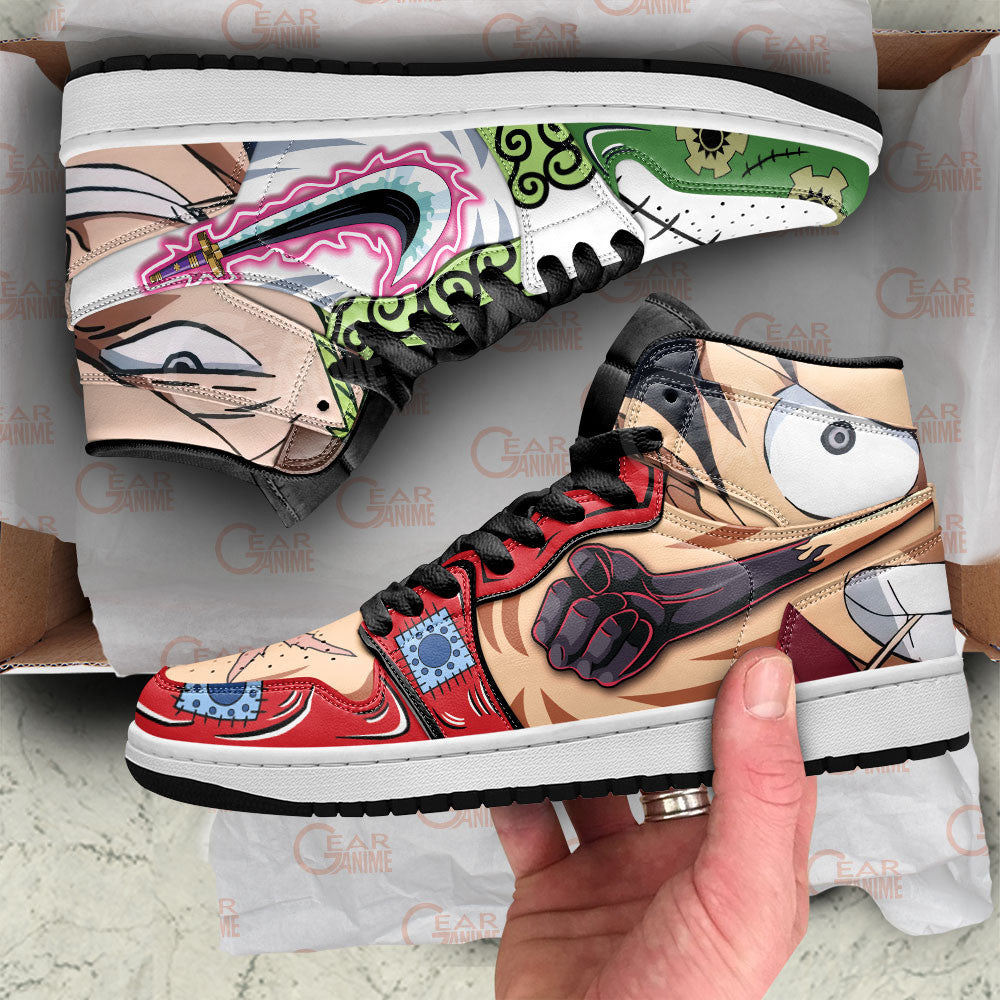 Luffy x Zoro J1 Sneakers - Custom Anime Design Wano Arc
