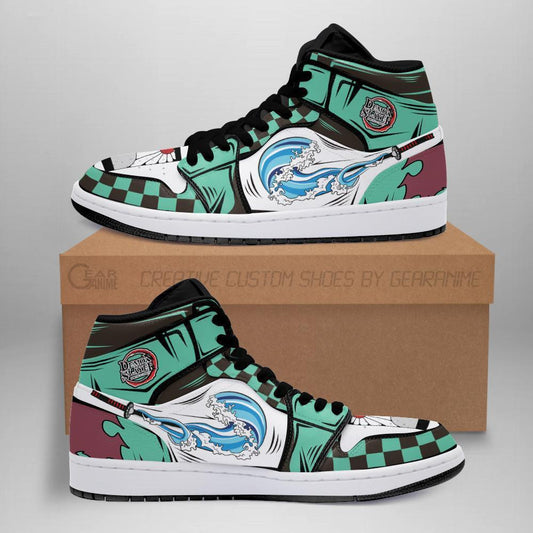 Tanjiro Water Breathing Sneakers Custom Noname Anime Demon Slayer KNY Shoes - 1 - GearAnime