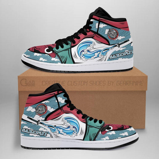 Sakonji Sneakers Custom Water Breathing Anime Demon Slayer Shoes - 1 - GearAnime