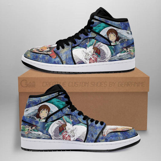 Chihiro Haku Sneakers Custom Starry Night Style Spirited Away Anime Shoes - 1 - GearAnime