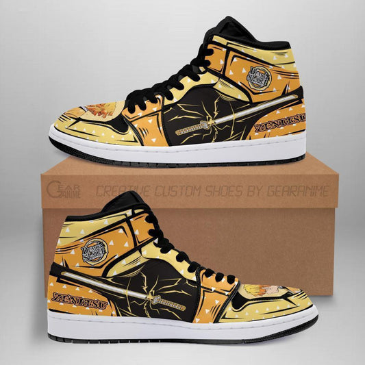 Zenitsu Sneakers Custom Nichirin Sword Thunder Demon Slayer Anime Shoes - 2 - GearAnime