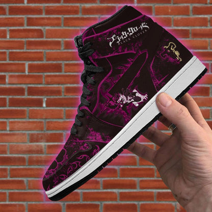 Black Asta Sneakers Custom Purple Black Clover Anime Sneakers - 4 - GearAnime