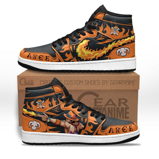 Portgas D Ace Fire Fist Sneakers Custom Anime One Piece Shoes - 1 - GearAnime