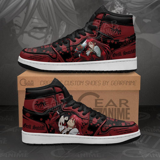 Grell Sutcliff Sneakers Custom Anime Black Butler Shoes - 1 - GearAnime