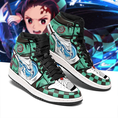 Tanjiro Kamado Sneakers Custom Water Breathing Anime Demon Slayer Leather Shoes - 1 - GearAnime
