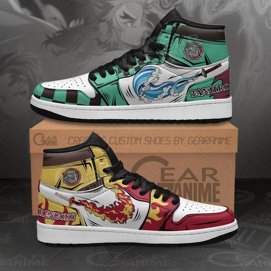 Tanjiro and Rengoku Sneakers Custom Breathing Demon Slayer Anime Shoes - 1 - GearAnime