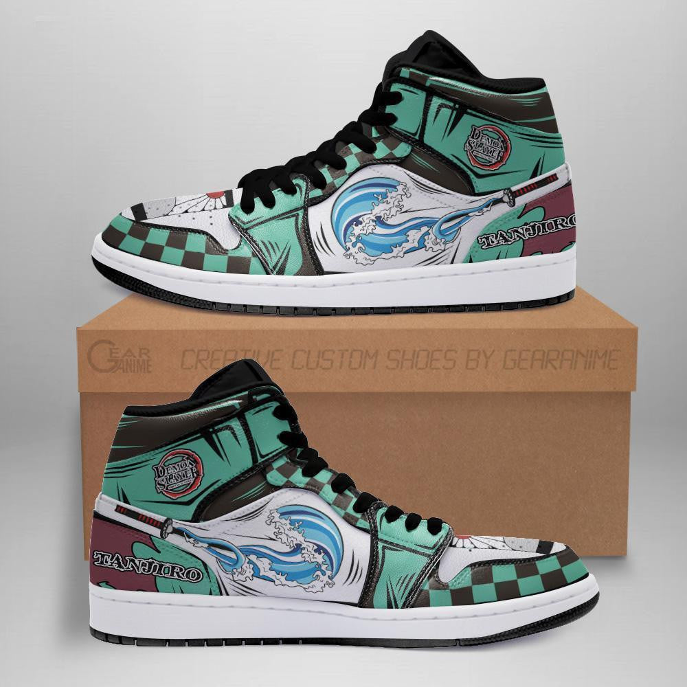 Tanjiro Kamado Sneakers Custom Water Breathing Anime Demon Slayer Leather Shoes - 2 - GearAnime