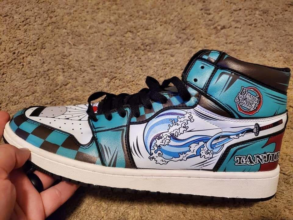 Tanjiro Kamado Sneakers Custom Water Breathing Anime Demon Slayer Leather Shoes - 5 - GearAnime