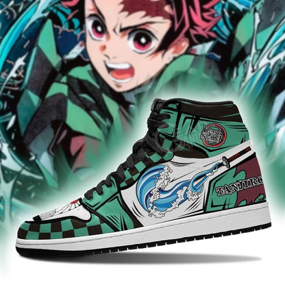 Tanjiro Kamado Sneakers Custom Water Breathing Anime Demon Slayer Leather Shoes - 3 - GearAnime